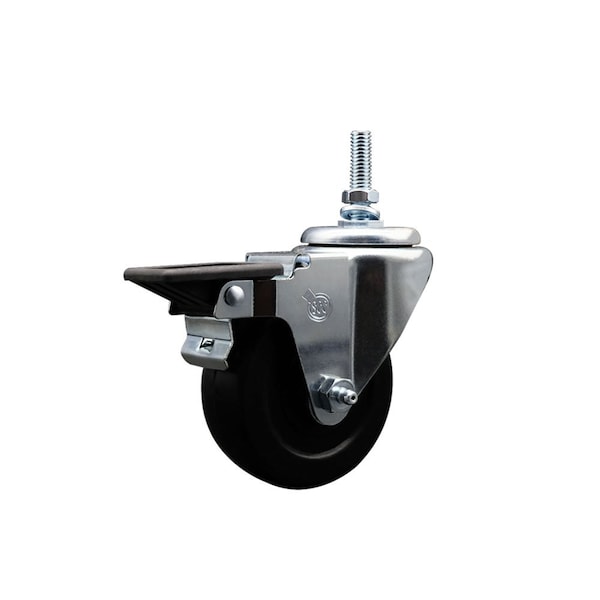 35 Inch Hard Rubber 38 Inch Threaded Stem Caster with Brake